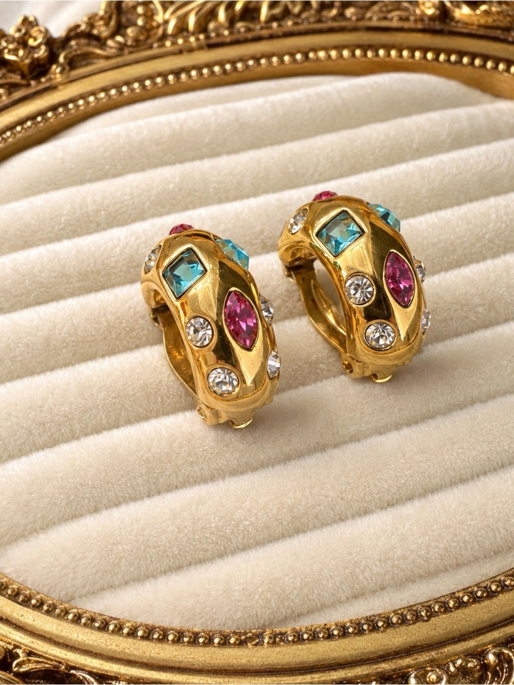 D’Orlan 22K Gold Plated Huggie Hoop Clip-On Earrings